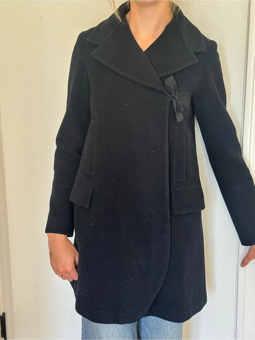 Morgane Le Fay Black Wool-Blend Style Coat Size Small